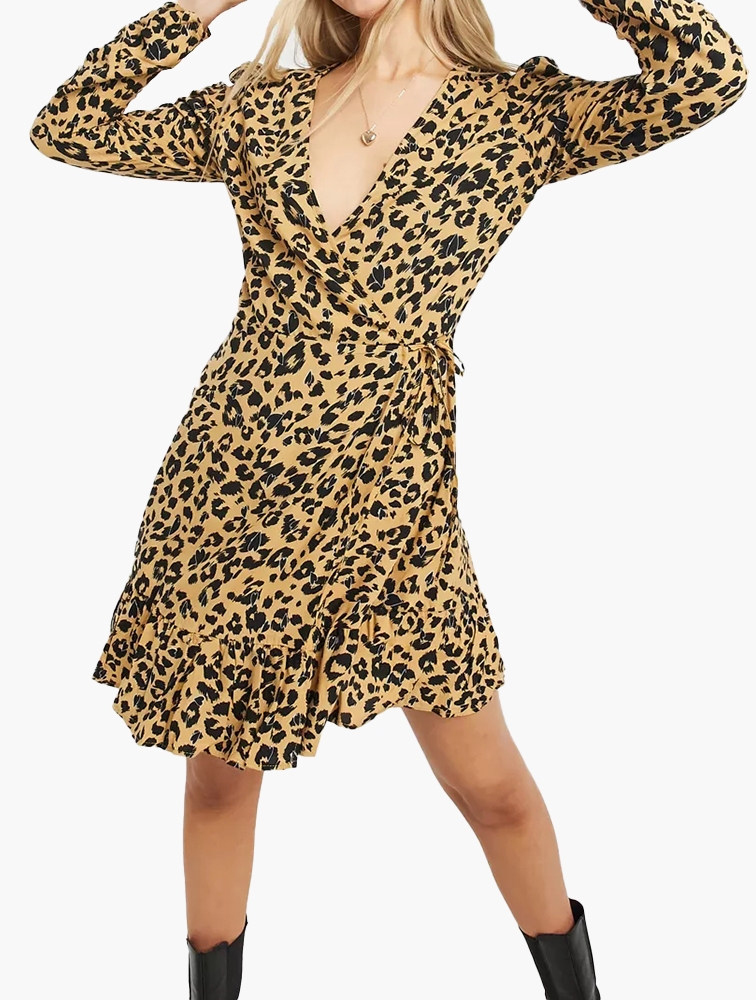 Topshop printed sales peplum wrap dress